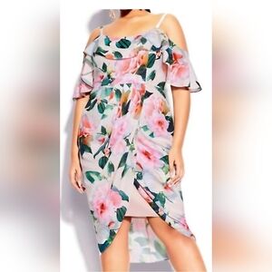 City Chic Pink and Green Spaghetti Strap Sundress